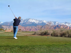 Tom teeing of at Green Spring