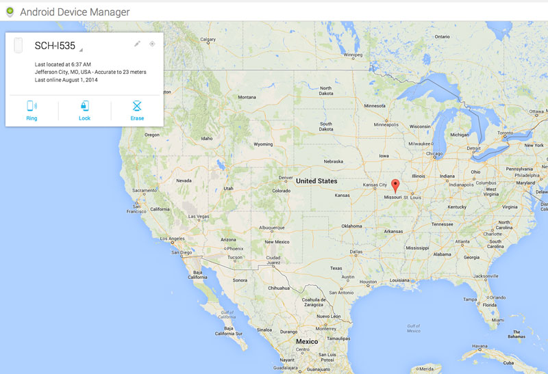 Android Device Manager - Phone Located