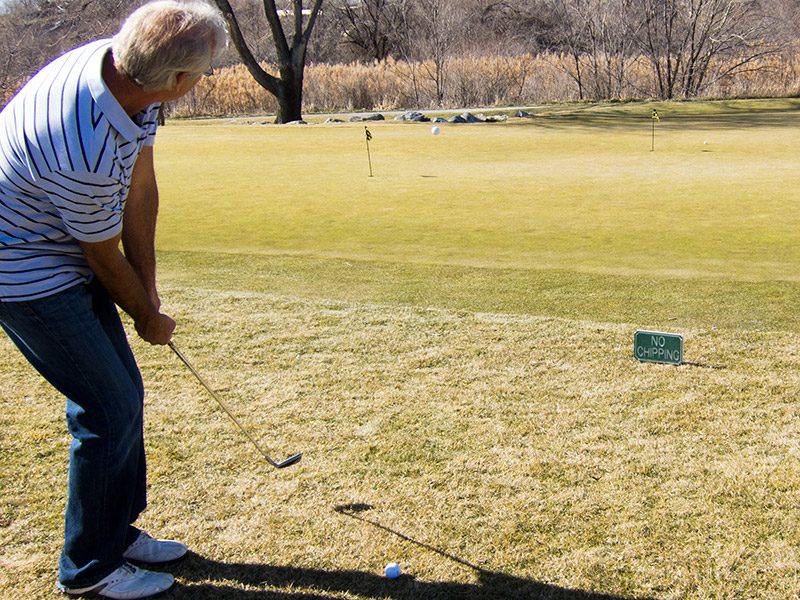 Use No-Chipping Sign as Target When Practicing Chipping