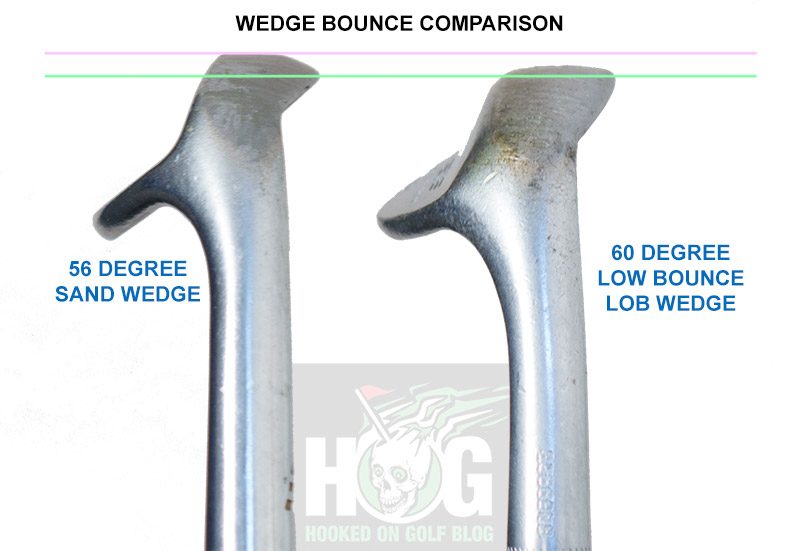 Left: 56 degree sand wedge with 10 degrees bounce | Right: 60 degree lob wedge with 4 degrees bounce