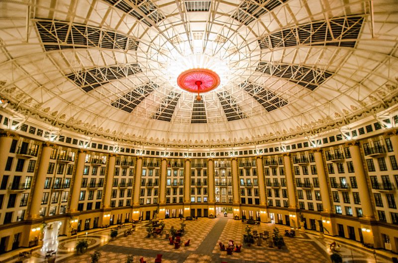 View from a balcony room into the dome at the West Baden Springs Hotel