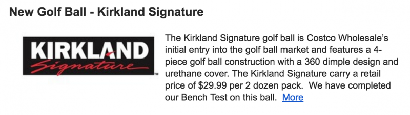 Costco Kirkland Golf Balls