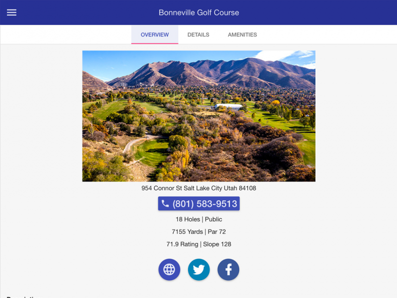 Utah Golf Courses mobile app