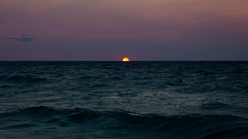 Sunset on Lake Michigan as seen from The Inn at Bay Harbor